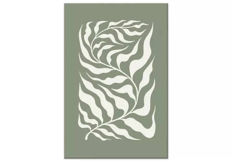 Canvas Print Botanical Pattern - Plant on a Sage Base Inspired by Matisse