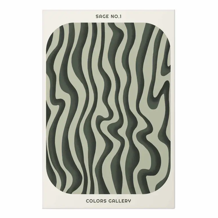 Wavy Shapes - Green Irregular Stripes With a Signature