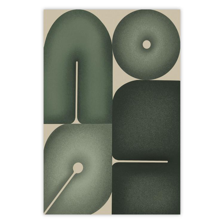 Poster Green Forms - Abstract Composition of Sage Shapes