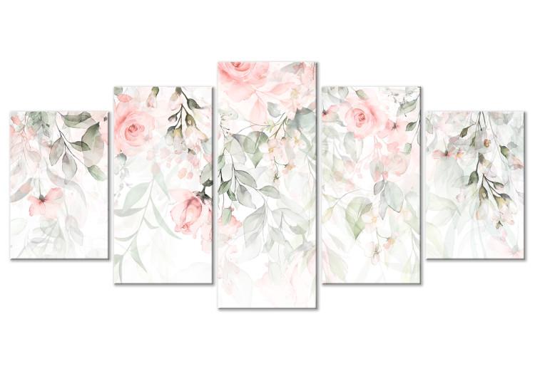 Canvas Print Waterfall of Roses (5 Parts) Wide - First Variant