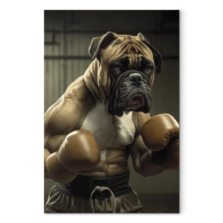Canvas Print AI Boxer Dog - Fantasy Portrait of a Strong Animal in the Ring - Vertical