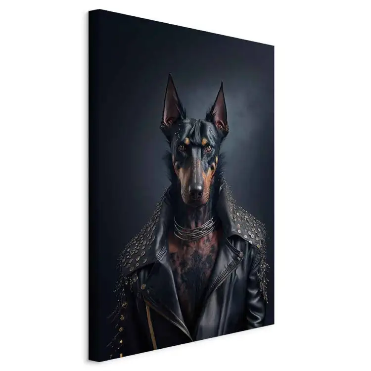 AI Doberman Dog - Rock Style Animal Fantasy Portrait - Vertical