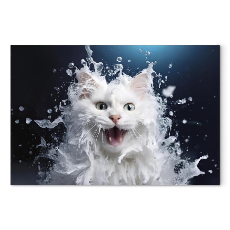 Canvas Print AI Norwegian Forest Cat - Wet Animal Fantasy Portrait - Horizontal