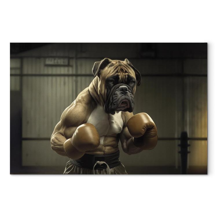 Canvas Print AI Boxer Dog - Fantasy Portrait of a Strong Animal in the Ring - Horizontal