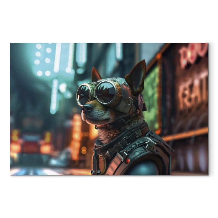 Canvas Print AI Dog Chihuahua - Cyberpunk Style Animal Fantasy Portrait - Horizontal