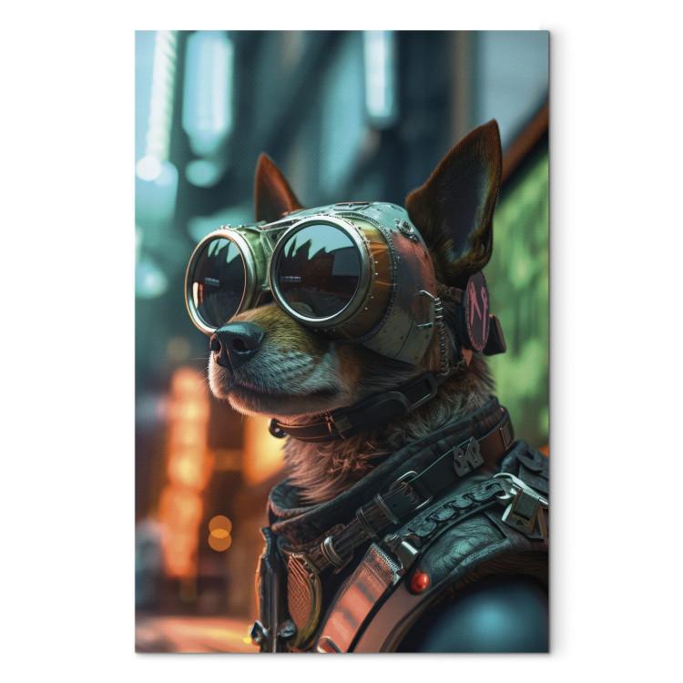 Canvas Print AI Dog Chihuahua - Cyberpunk Style Animal Fantasy Portrait - Vertical