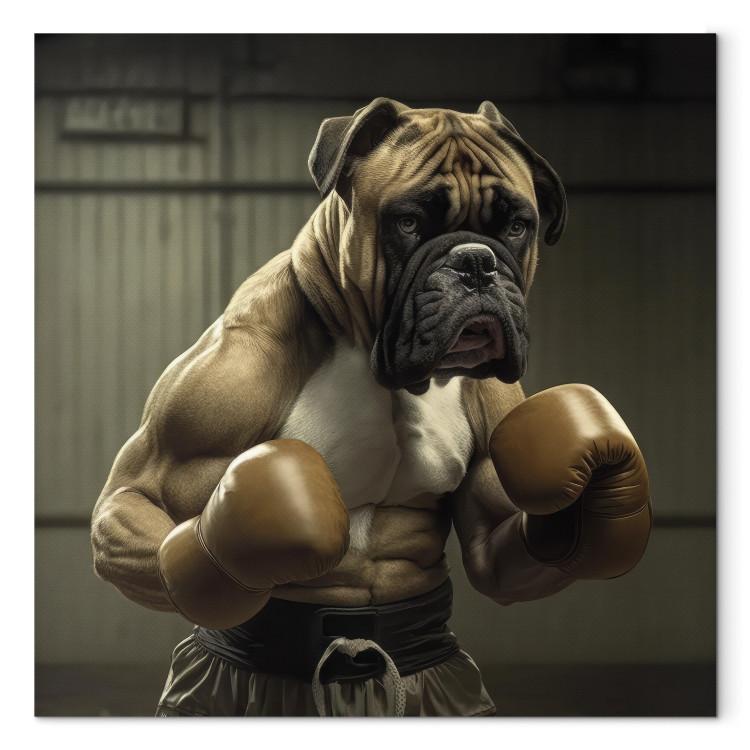 Canvas Print AI Boxer Dog - Fantasy Portrait of a Strong Animal in the Ring - Square