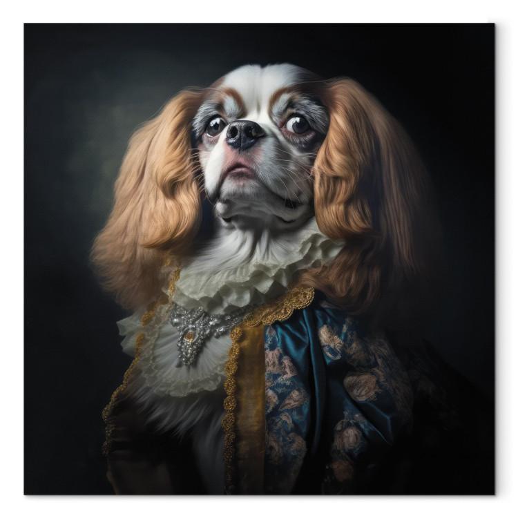 Canvas Print AI Dog King Charles Spaniel - Proud Aristocratic Animal Portrait - Square