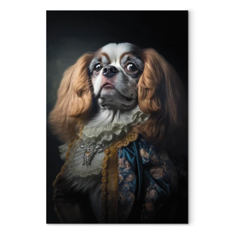 Canvas Print AI Dog King Charles Spaniel - Proud Aristocratic Animal Portrait - Vertical