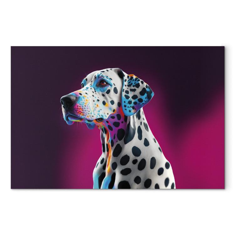 Canvas Print AI Dalmatian Dog - Spotted Animal in a Pink Room - Horizontal