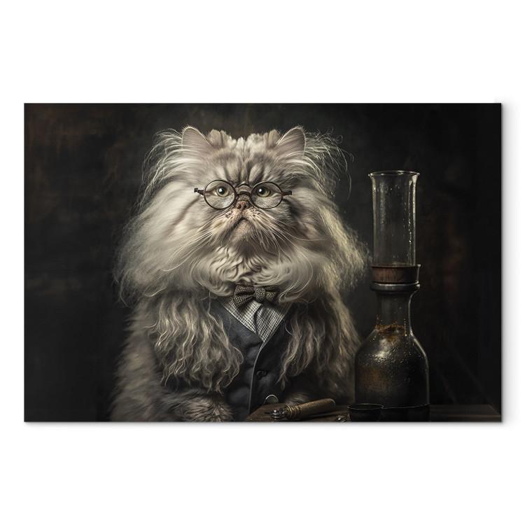 Canvas Print AI Persian Cat - Portrait of a Fantasy Animal in the Guise of a Professor - Horizontal