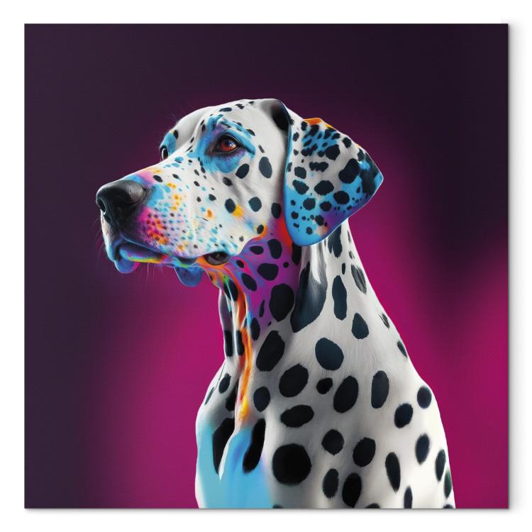 Canvas Print AI Dalmatian Dog - Spotted Animal in a Pink Room - Square