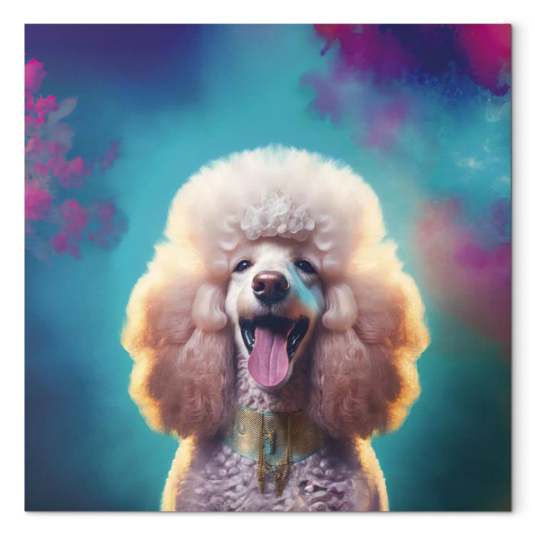 Canvas Print AI Fredy the Poodle Dog - Joyful Animal in a Candy Frame - Square