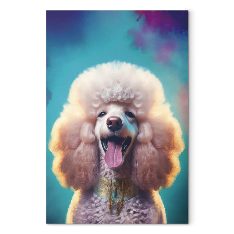 Canvas Print AI Fredy the Poodle Dog - Joyful Animal in a Candy Frame - Vertical