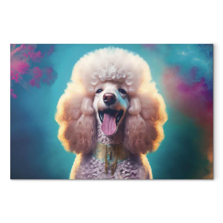 Canvas Print AI Fredy the Poodle Dog - Joyful Animal in a Candy Frame - Horizontal