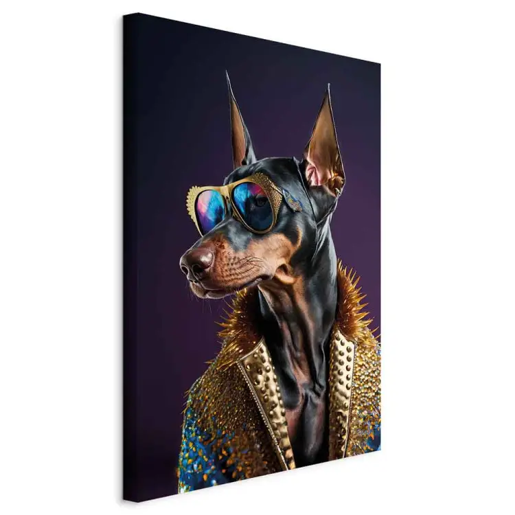 AI Doberman Dog - Animal Fantasy Portrait With Stylish Glasses - Vertical
