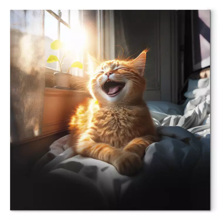 AI Maine Coon Cat - Ginger Happy Animal in the Sunshine - Square