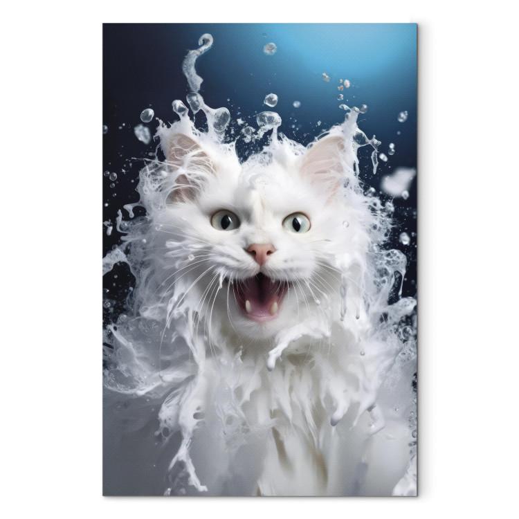 Canvas Print AI Norwegian Forest Cat - Wet Animal Fantasy Portrait - Vertical