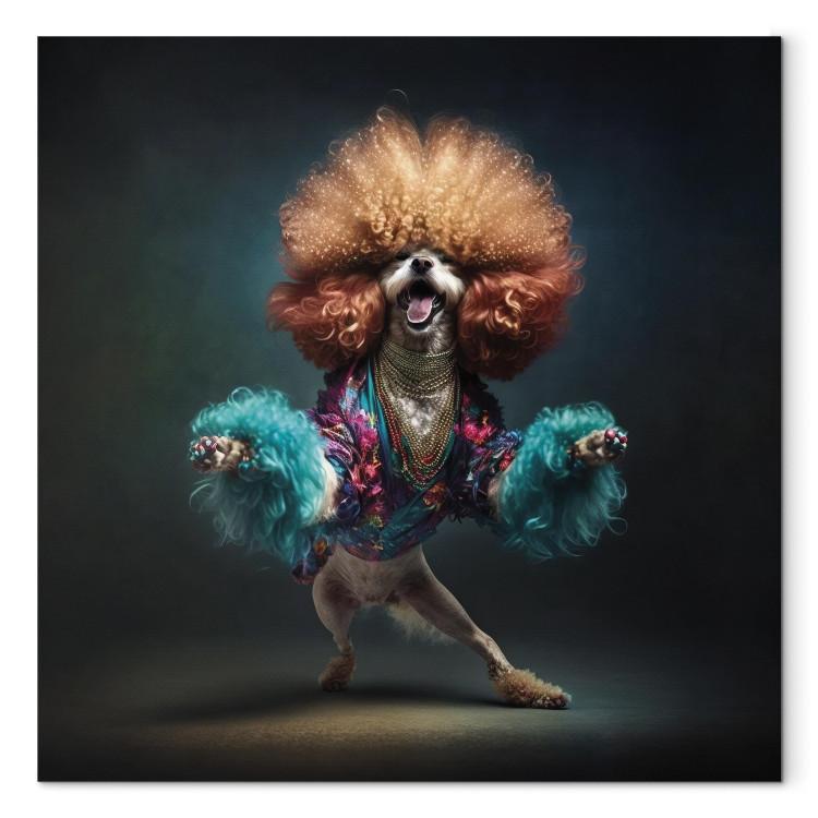 Canvas Print AI Dog Doodle - Disco Dancing Animal With Afro - Square