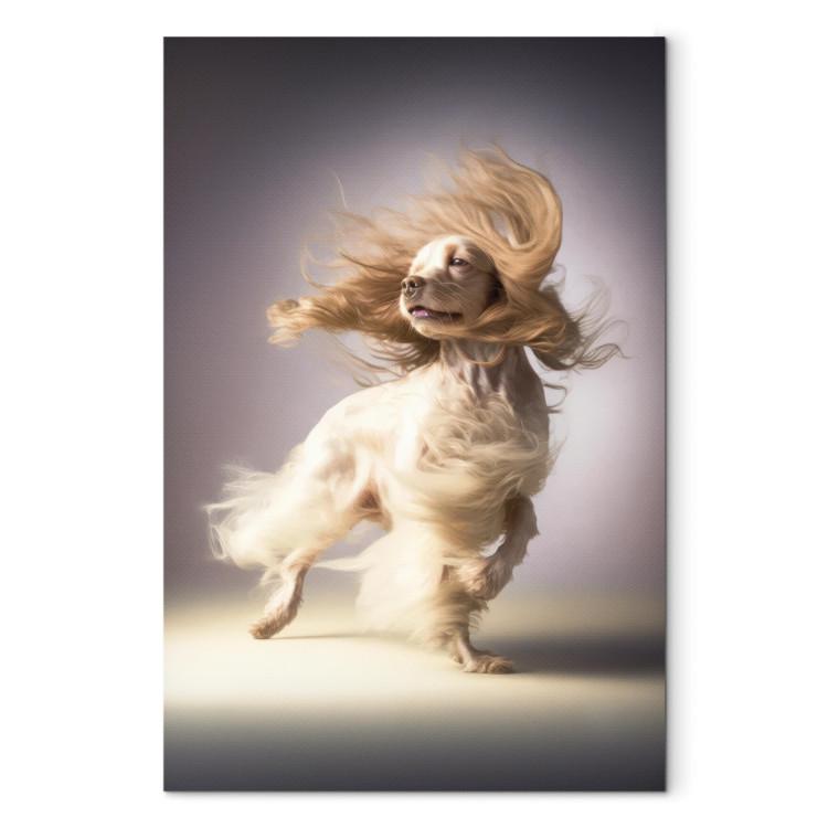 Canvas Print AI Dog Cocker Spaniel - Long-Haired Animal in the Wind - Vertical