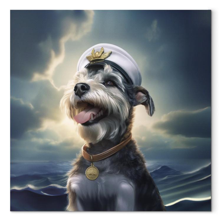 Canvas Print AI Dog Schnauzer - Portrait of a Fantasy Animal in the Role of a Sailor - Square