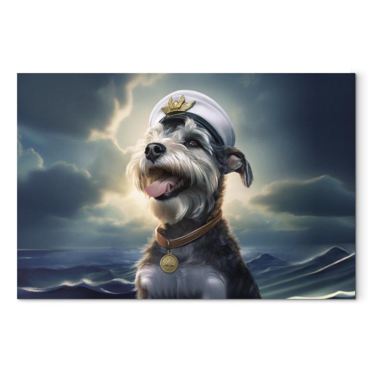 Canvas Print AI Dog Schnauzer - Portrait of a Fantasy Animal in the Role of a Sailor - Horizontal