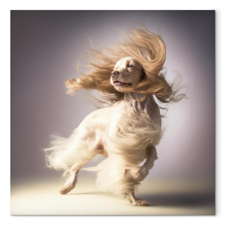 Canvas Print AI Dog Cocker Spaniel - Long-Haired Animal in the Wind - Square