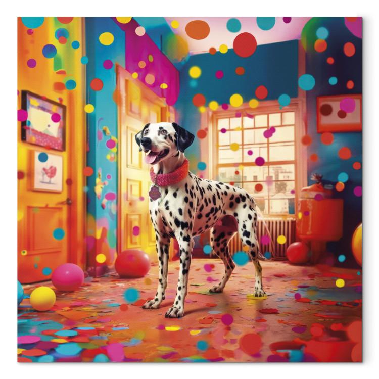 Canvas Print AI Dalmatian Dog - Spotted Animal in Color Room - Square