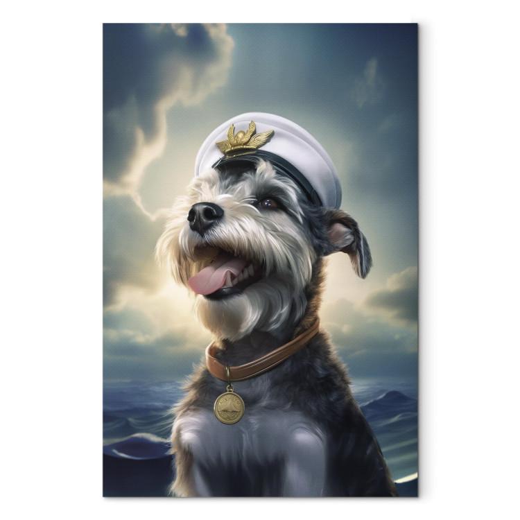 Canvas Print AI Dog Schnauzer - Portrait of a Fantasy Animal in the Role of a Sailor - Vertical