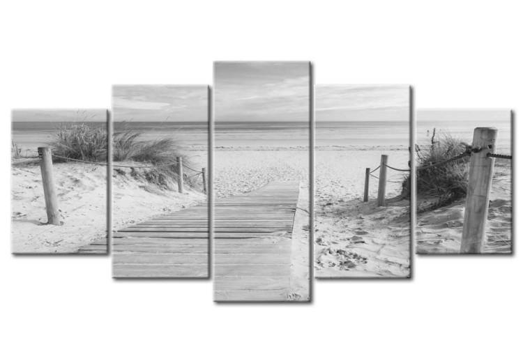 Canvas Print Morning on the beach - black and white