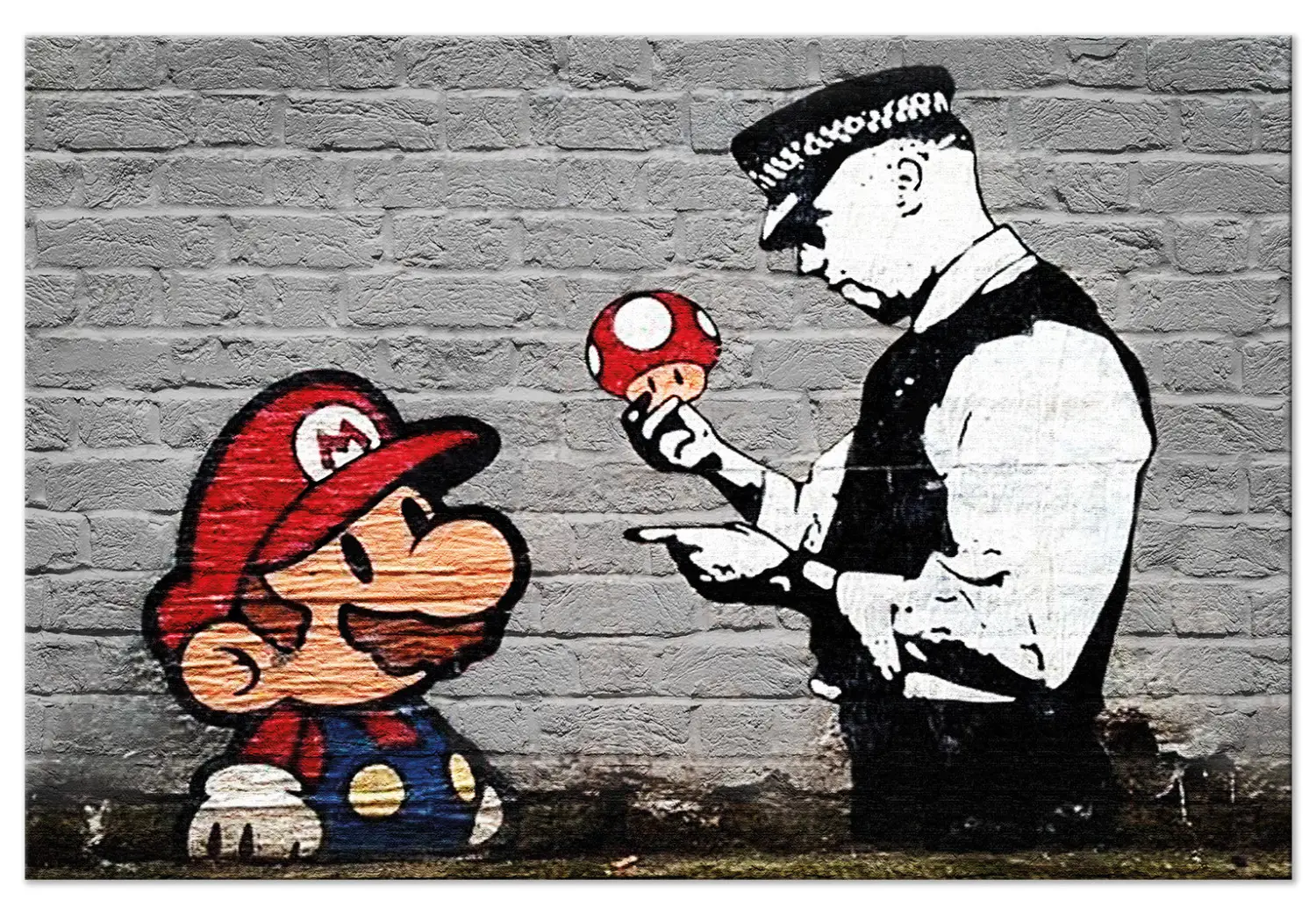 Tableau Super Mario Mushroom Cop (banksy)-taille L 200 X H 100 Cm à Prix