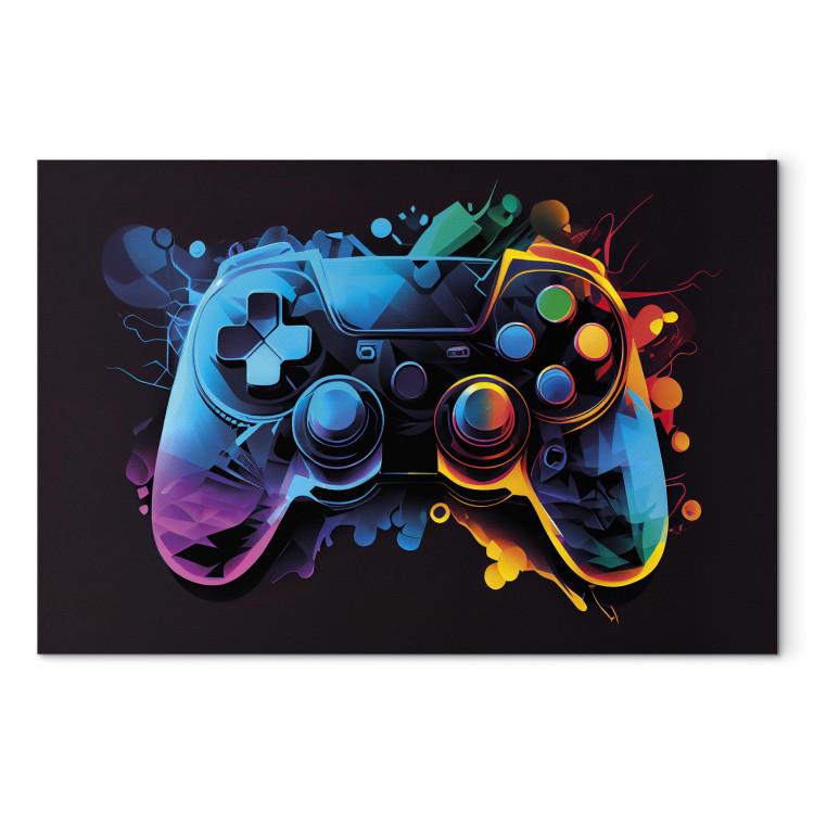 Canvas Print Colorful Gameplay - Game Controller in Multi-Colored Backlight