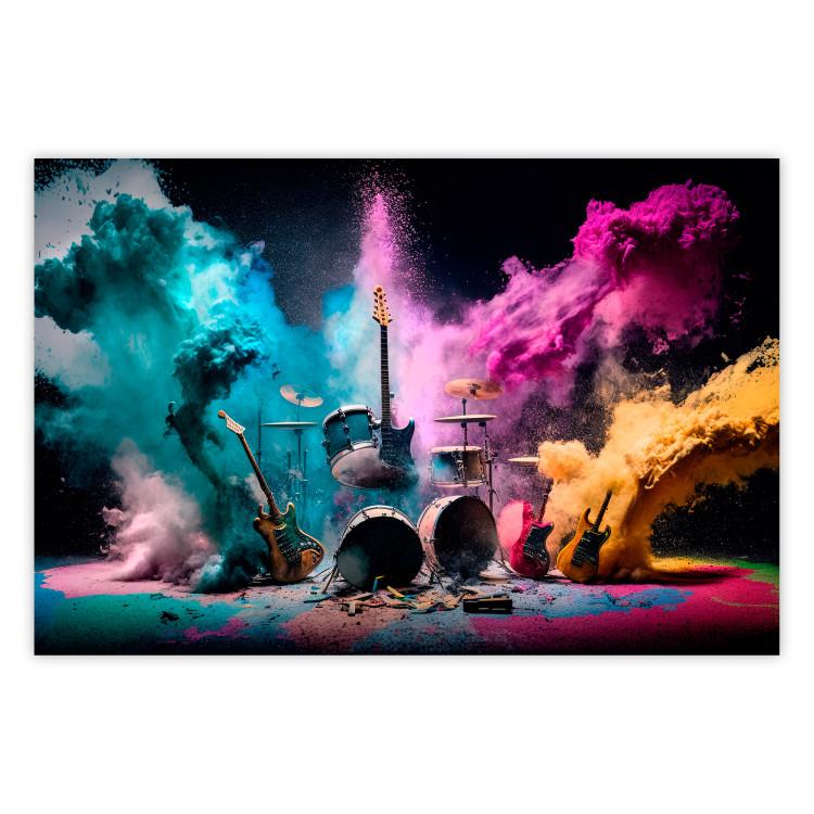 Poster Exploding Instruments - Rock Scene With Drums and Guitars