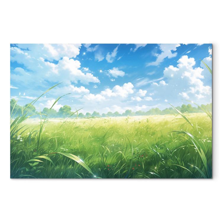 Canvas Print Digital Landscape - A Spring Meadow in the Style of a Computer Game