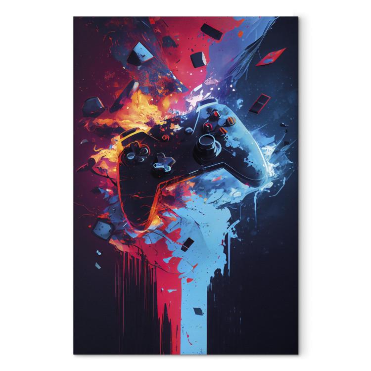 Canvas Print Explosion of Entertainment - An Exploding Colorful Controller for the Player’s Room