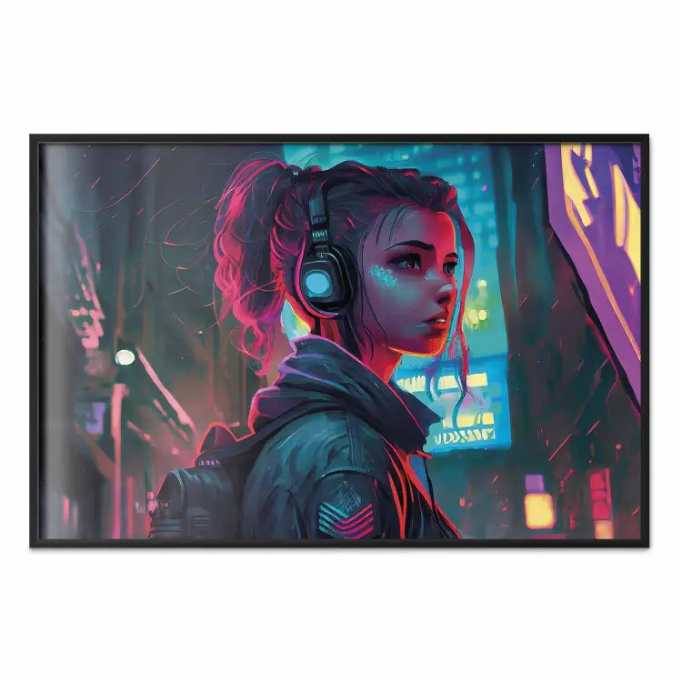 Poster Woman From a Computer - A Girl in the City in the Climate of ...