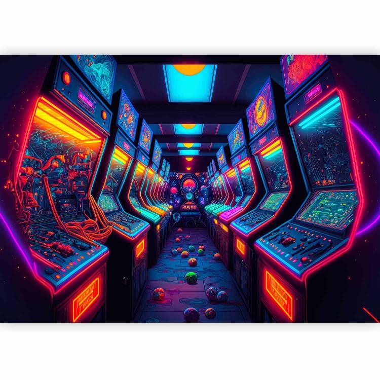 Arcade Machines - A Multi-Colored Gaming Room in Neon Light