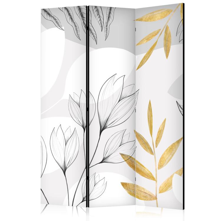 Room Divider Spring Abstraction - Leaves and Flowers With Gold Elements [Room Dividers]