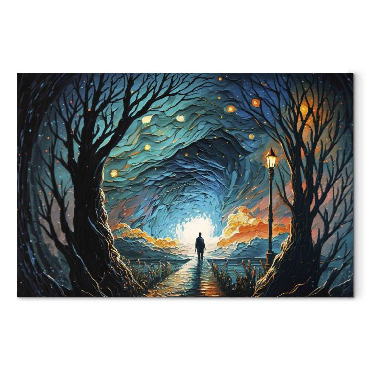 Canvas Print A Walk Among the Stars - A Figure Walking Towards the Horizon in the Middle of the Night
