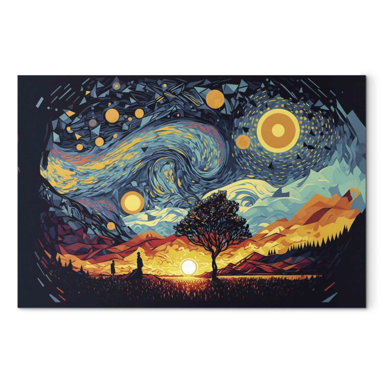 Canvas Print Sunrise - A Colorful Landscape Inspired by the Work of Van Gogh