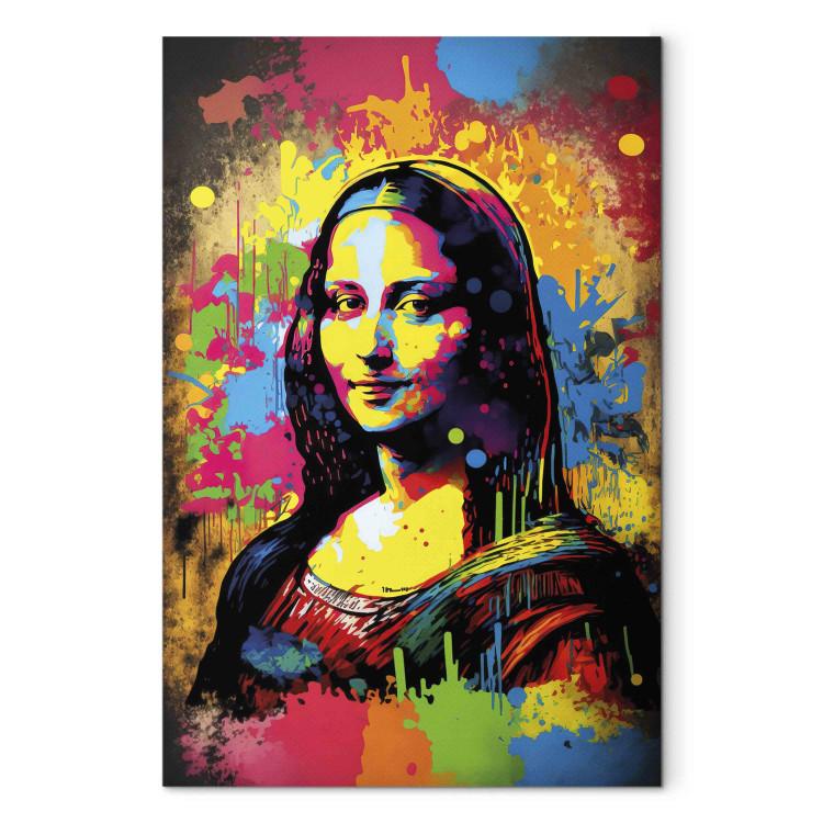 Canvas Print Colorful Mona Lisa - A Portrait of a Woman Inspired by Da Vinci’s Work