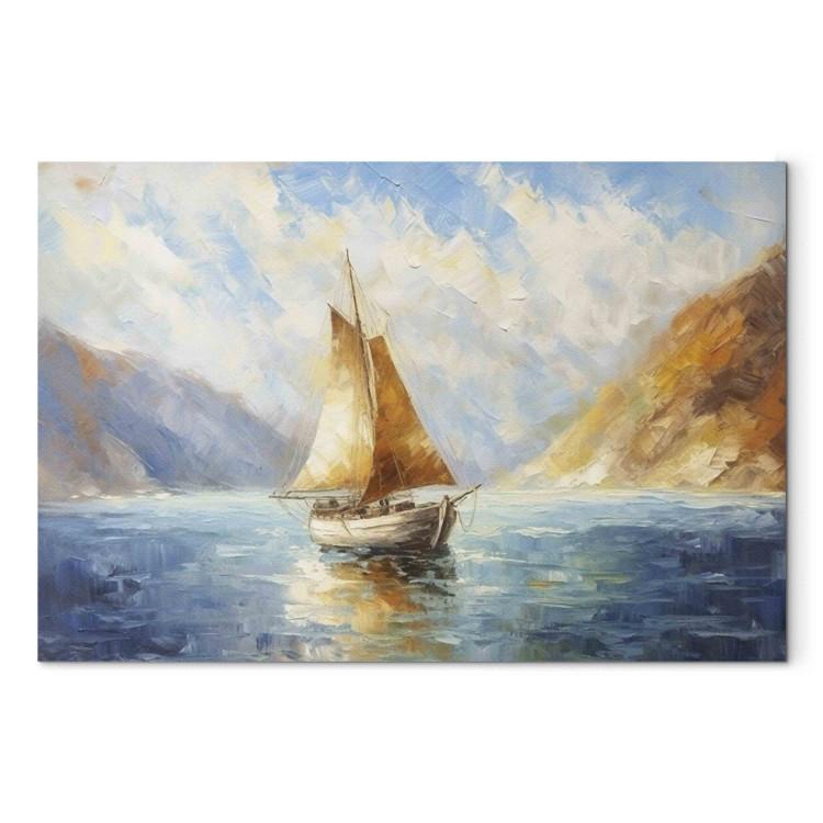 Canvas Print A Ship at Sea - A Landscape Inspired by the Works of Claude Monet