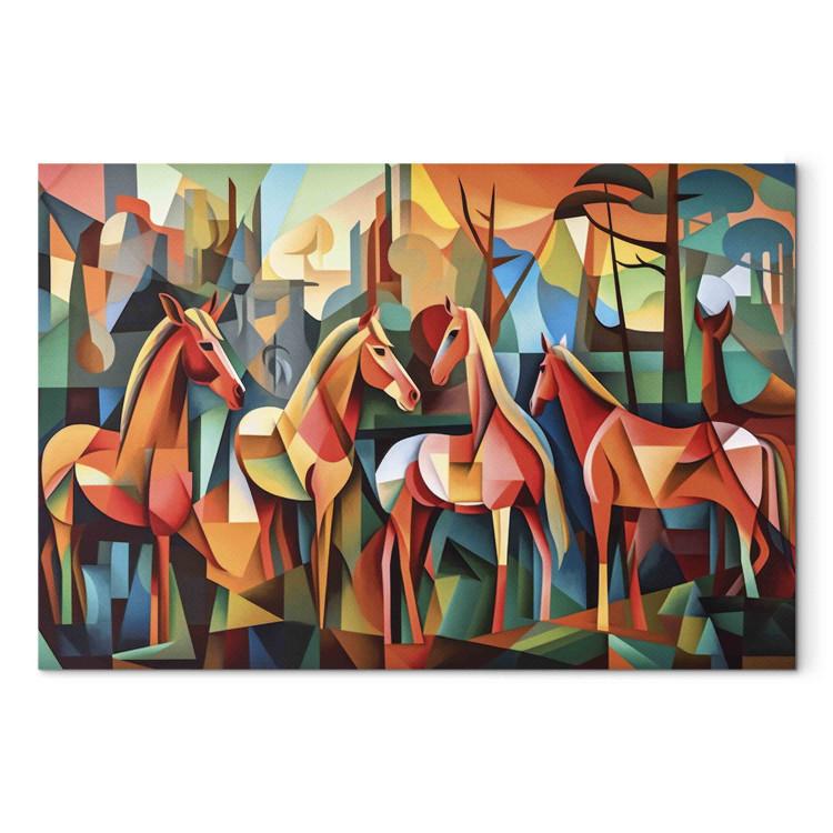 Canvas Print Cubist Horses - A Geometric Composition Inspired by Picasso’s Style