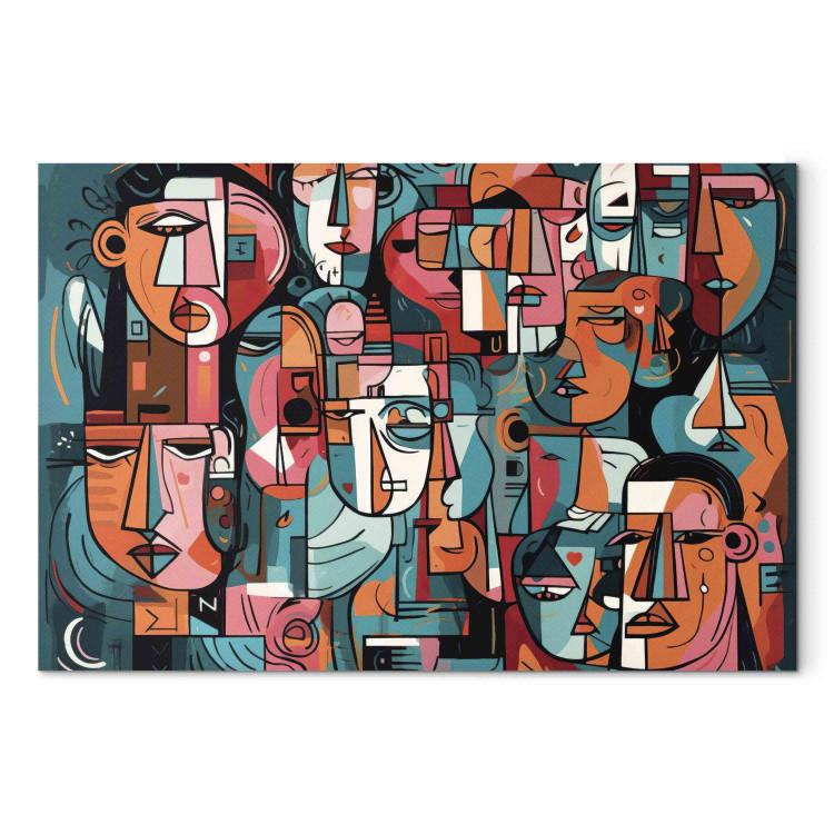 Canvas Print Geometric Faces - Composition Created by Artificial Intelligence