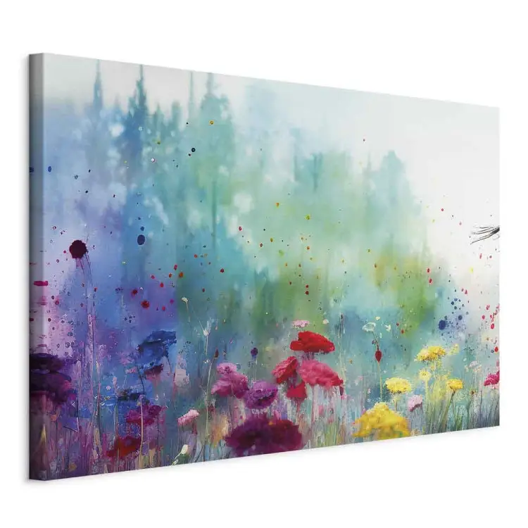 Colorful Flowers - A Painting Composition With a Forest Generated by AI