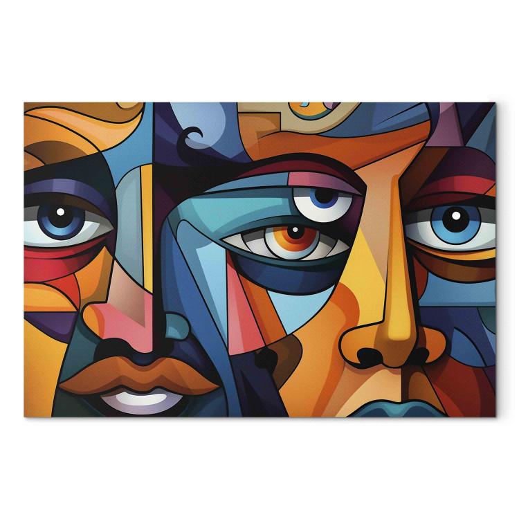 Canvas Print Colorful Faces - A Geometric Composition in the Style of Picasso