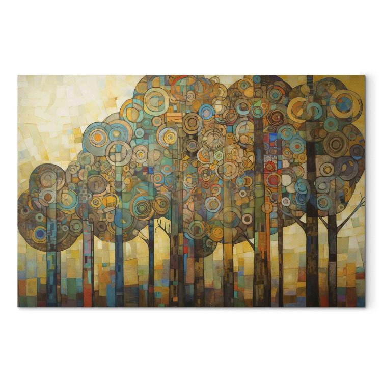 Canvas Print Mosaic Forest - An Abstraction With a Forest Motif Generated by AI