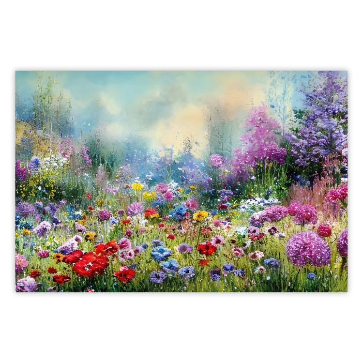 Poster Colorful Meadow - Monet-Style Composition Generated by AI