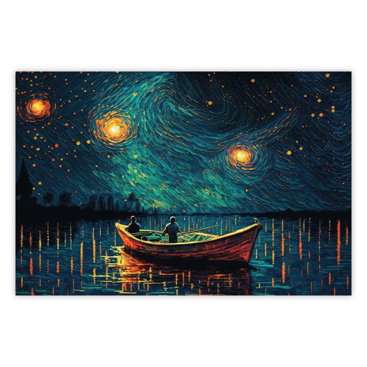 Poster A Trip Under the Stars - An Impressionistic Landscape With a View of the Sea