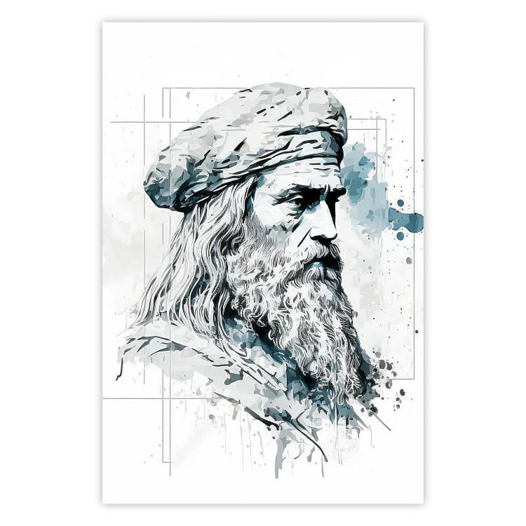 Poster Da Vinci - A Black and White Portrait of the Artist Generated by AI